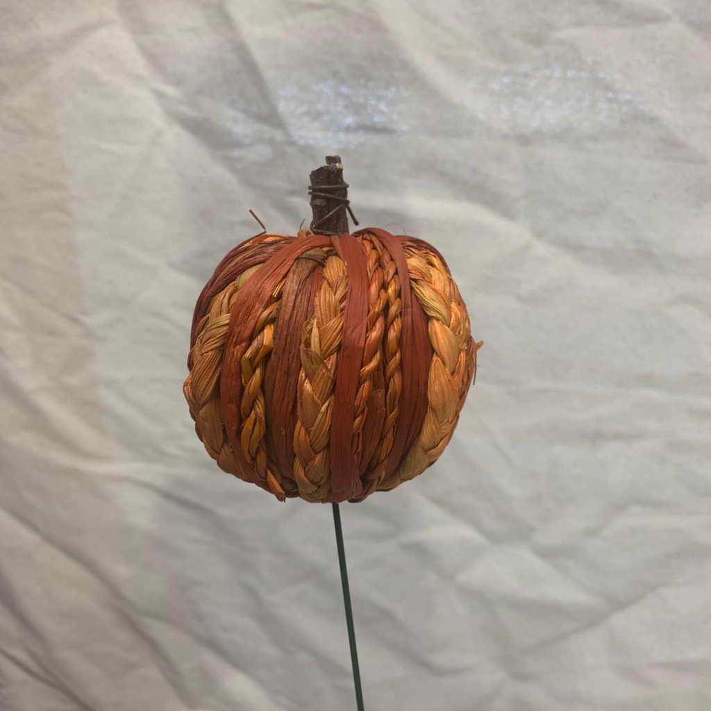 9" NATURAL MATERIAL PUMPKIN PICK ORANGE