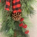 28&quot; MIXED PINE SWAG W/ CONES/BERRIES/BOW