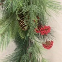 6' MIXED PINE GARLAND W/ CONES BERRIES &amp; BOW