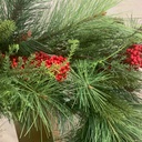 24&quot; MIXED PINE WREATH W/ CONES BERRIES &amp; BOW