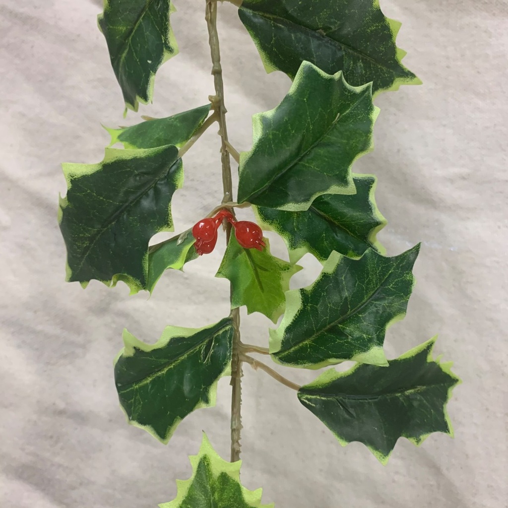 6' HOLLY GARLAND VARIAGED (128 LVS)