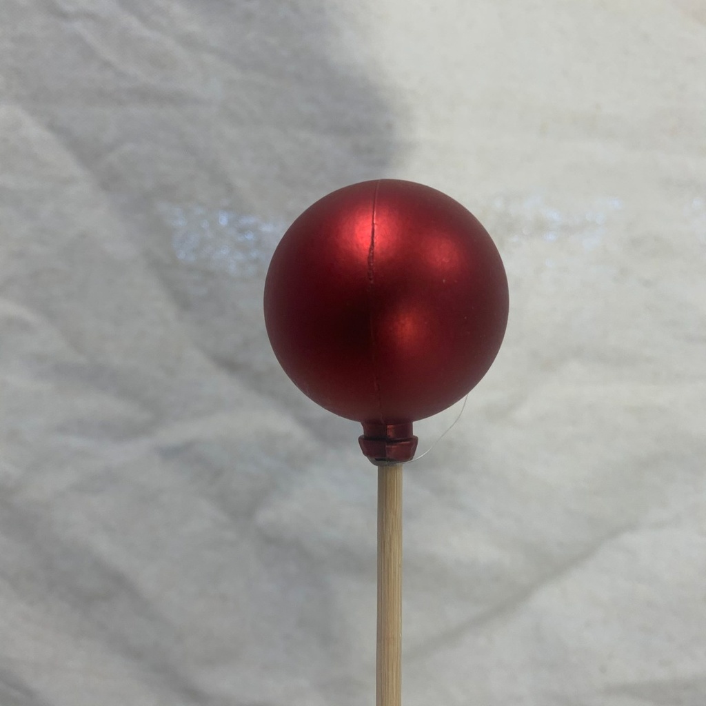 1.5" ORNAMENT BALL ON 18" PICK MATTE RED