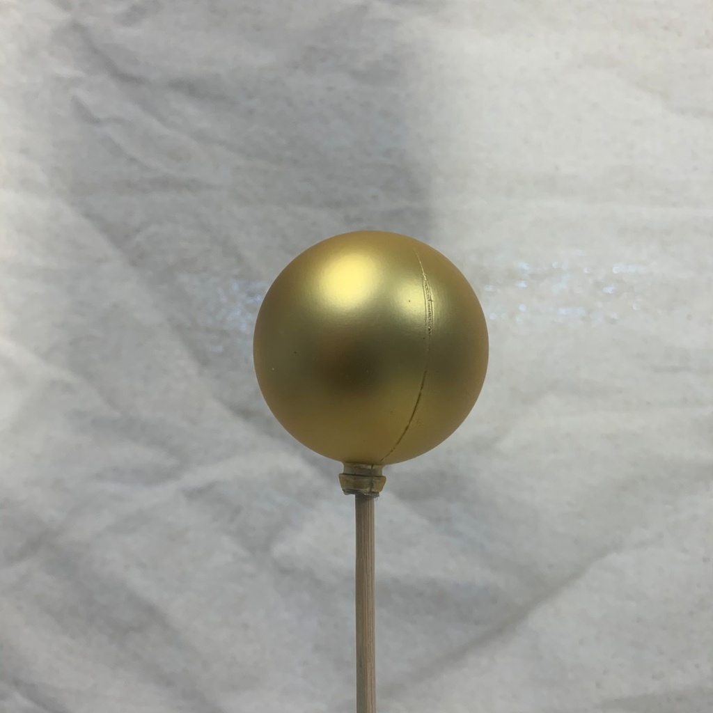 2" ORNAMENT BALL ON 18" PICK MATTE GOLD