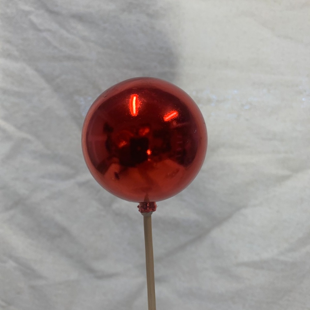 2.25&quot; ORNAMENT BALL ON 18&quot; PICK RED