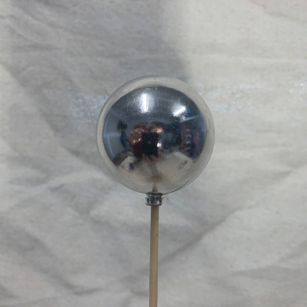 2.25" ORNAMENT BALL ON 18" PICK SILVER