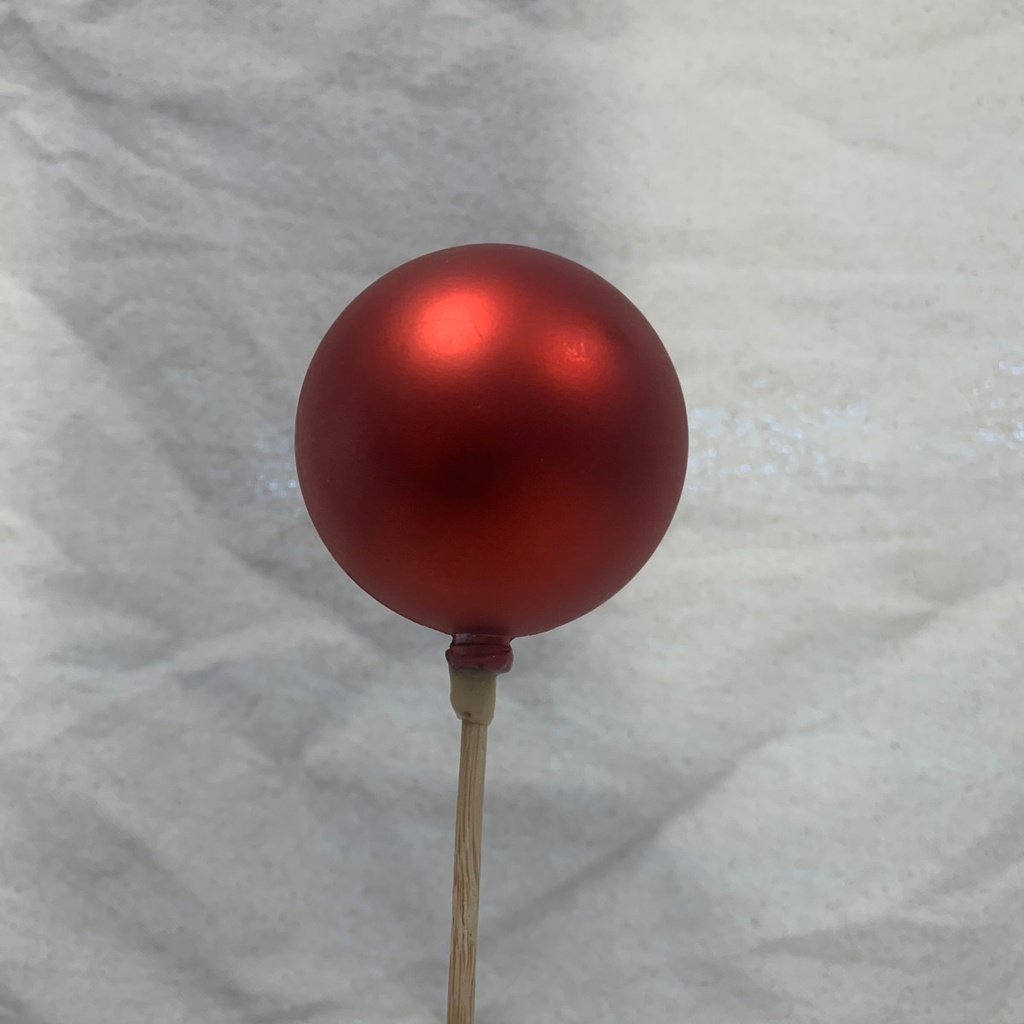 2.25&quot; ORNAMENT BALL ON 18&quot; PICK MATTE RED