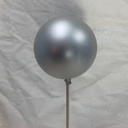 3&quot; ORNAMENT BALL ON 18&quot; PICK MATTE SILVER