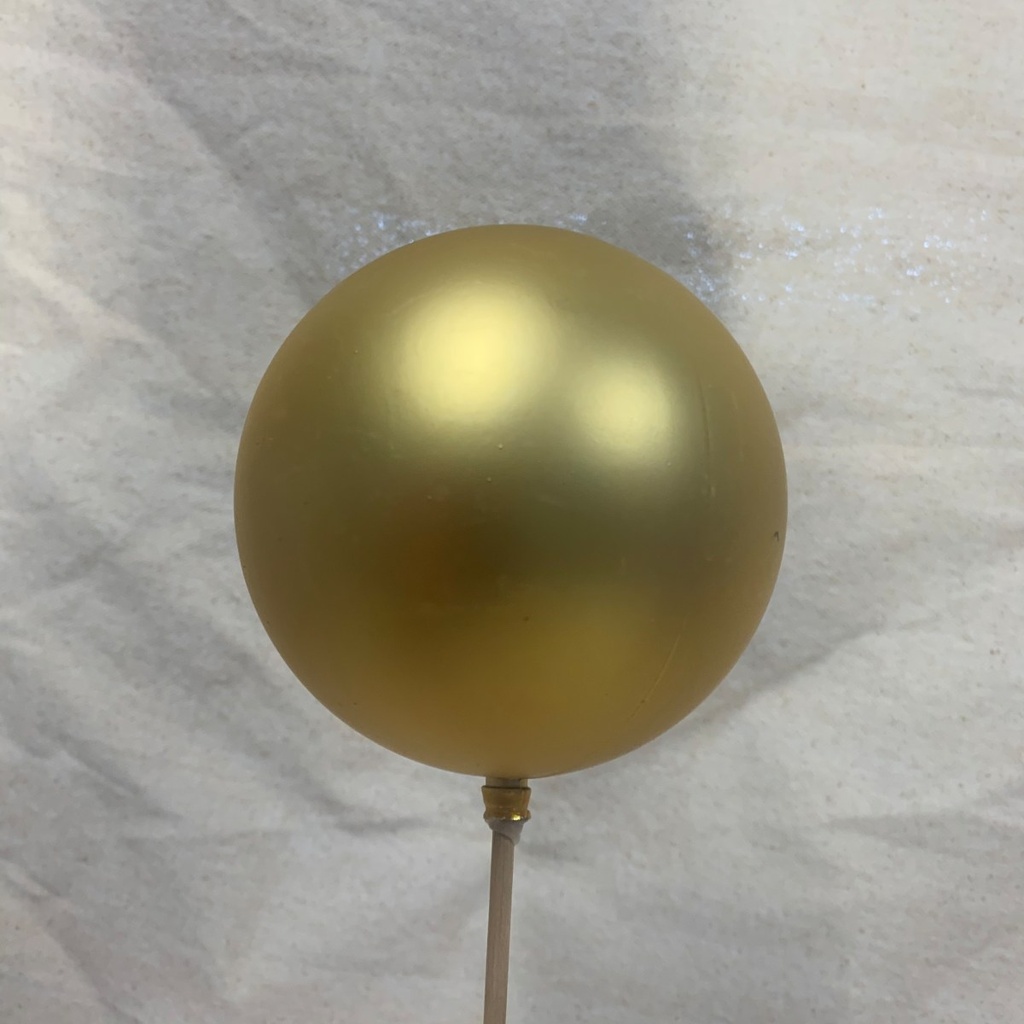 4" ORNAMENT BALL ON 18" PICK MATTE GOLD