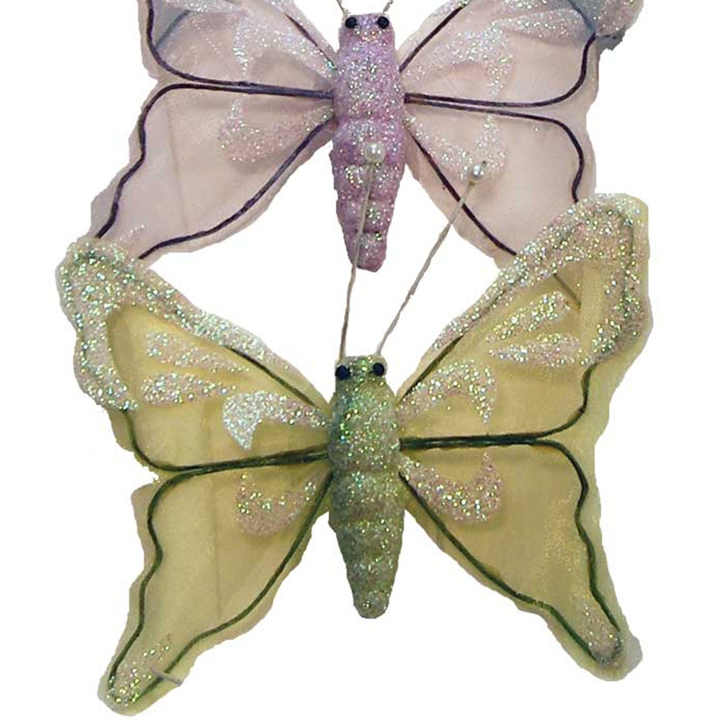 4.75&quot; BUTTERFLY W/MICA ON WIRE 6 ASST
