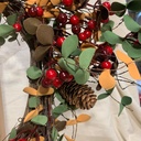 24&quot; EUCALYPTUS WREATH W/ CONES &amp; BERRIES TRICOLOR