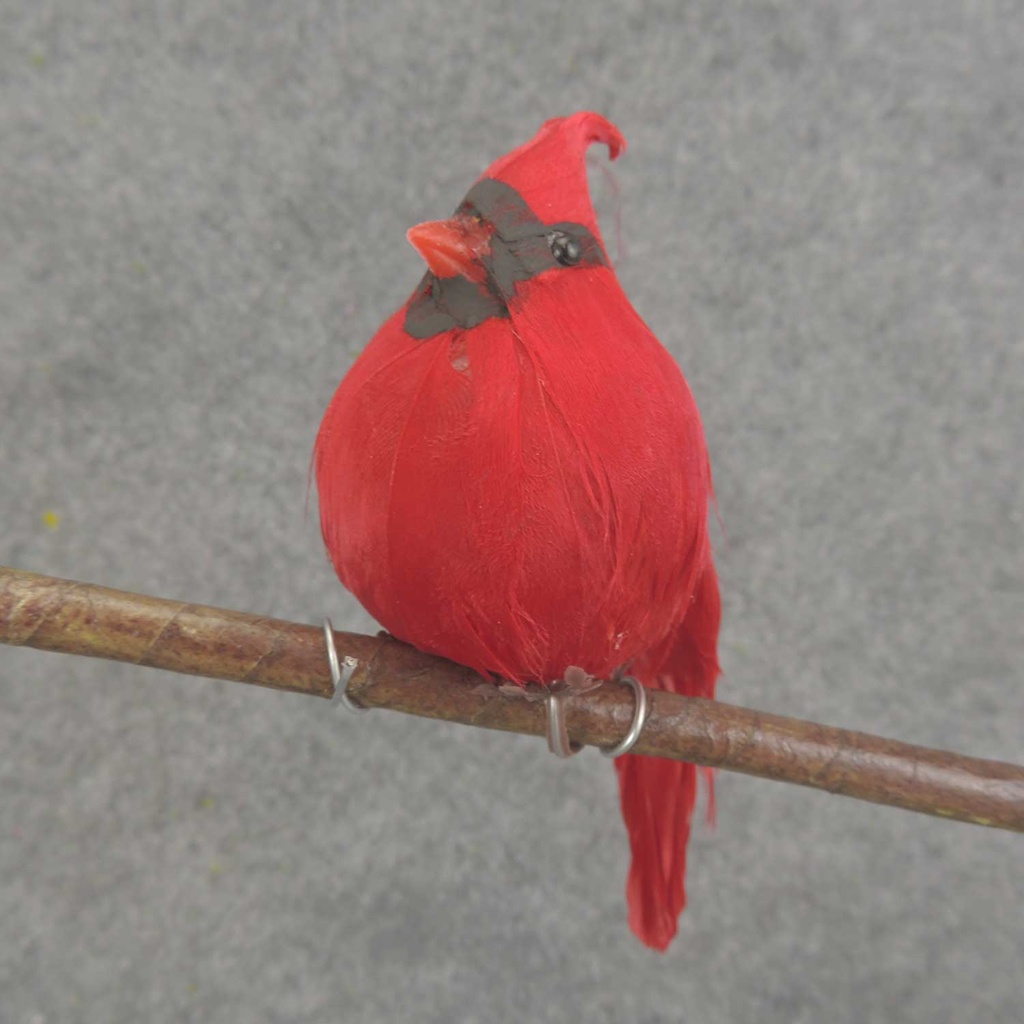 4.5" FAT SITTING CARDINAL WITH FEATHERS  