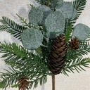 14" PINE PICK W/ FROSTED EUCALYPTUS & CONES