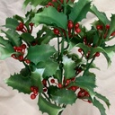 14" PLASTIC HOLLY BUSH W/ BERRIES X7