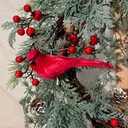 20&quot; PINE/CEDAR WREATH W/ CARDINALS/BERRIES/CONES