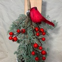 18" PINE/CEDAR DOOR HANGER W/ CARDINAL/BERRIES/CONES