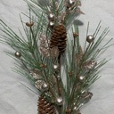 23.5" PINE SPRAY W/ CHAMPAGNE GLITTER BERRIES/CONES/LEAF