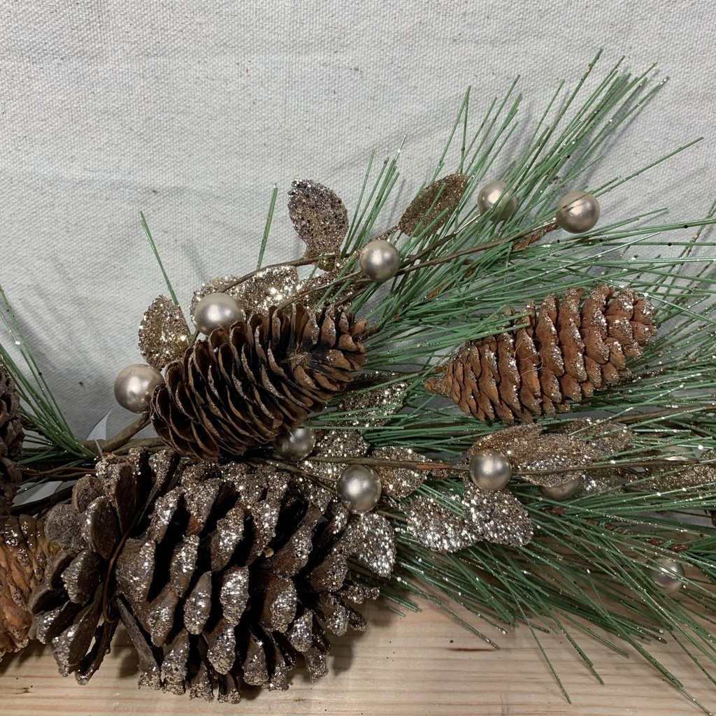 29.5&quot; PINE SWAG W/CHAMPAGNE GLITTER BERRIES/CONES/LEAF