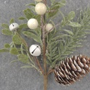 11" PINE/EUCALYPTUS PICK W/ BERRIES/CONES/BELLS WHITE