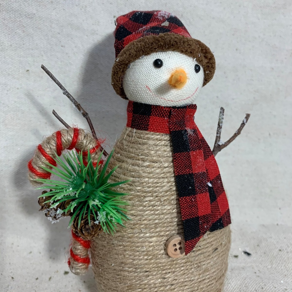 8.25" SNOWMAN W/ BUFFALO PLAID HAT/SCARF