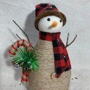 8.25" SNOWMAN W/ BUFFALO PLAID HAT/SCARF