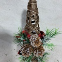 6.25" WOVEN JUTE TREE WITH FLOCKED PINE & BOW