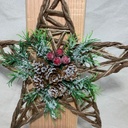 9.5&quot; WOVEN JUTE STAR ORNAMENT W/ FLOCKED PINE
