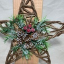 9.5" WOVEN JUTE STAR ORNAMENT W/ FLOCKED PINE