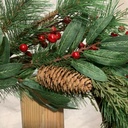 24" PINE WREATH W/ BERRIES & CONES