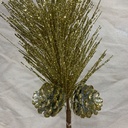 24" LONG NEEDLE PINE PICK W/ CONES GOLD