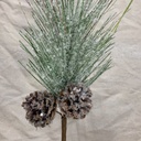 24" LONG NEEDLE PINE PICK W/ CONES GREEN