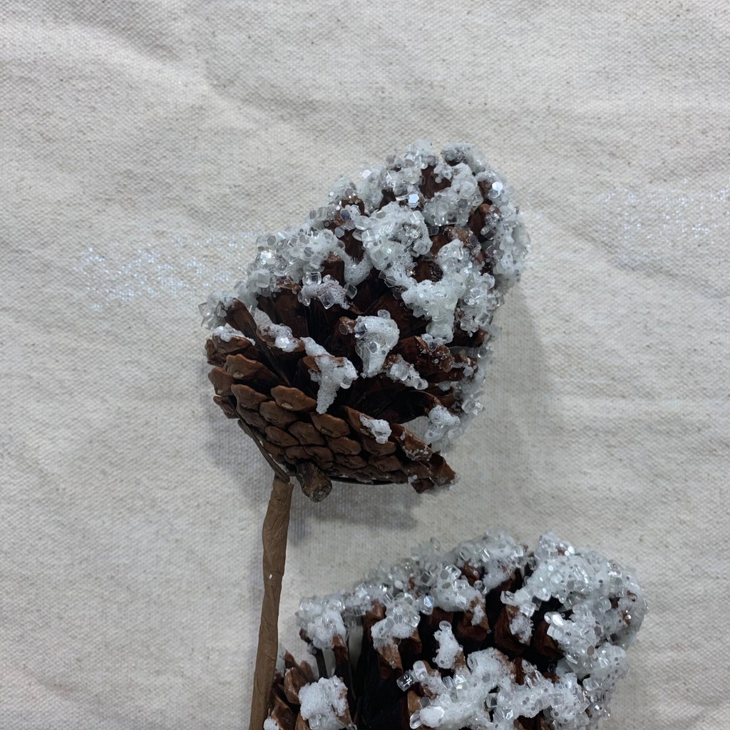 23&quot; GLITTER PINECONE SPRAY X2 SILVER