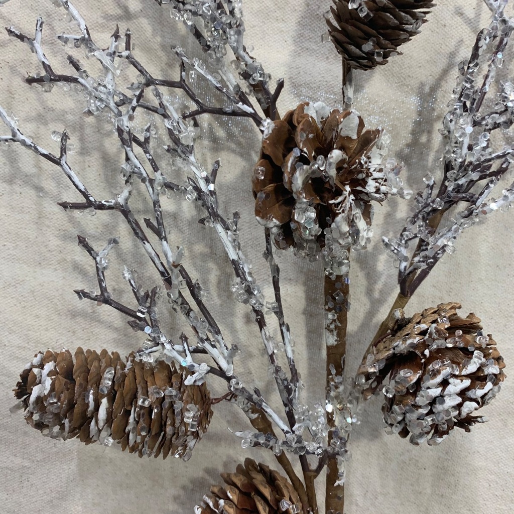 39&quot; GLITTER TWIG SPARY W/ PINECONES