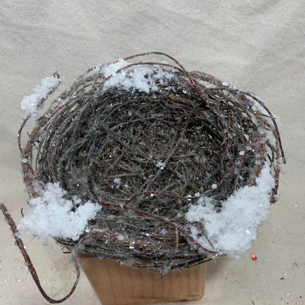 5" SNOWY BIRD NEST