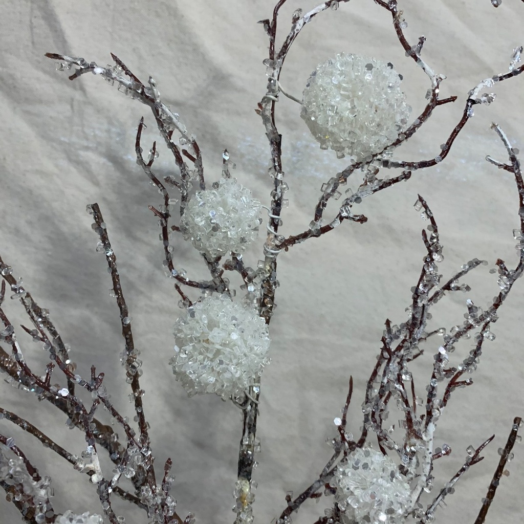 31" ICED TWIG SPRAY W/ WHITE ICE BALLS