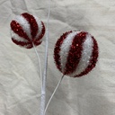 28" TINSEL BALL ORNAMENT SPRAY X3 RED/WHITE