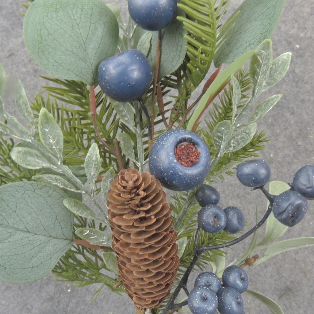 17.75" EUCALYPTUS/ PINE PICK W/ CONE & BLUE BERRIES