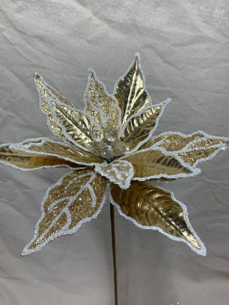 20&quot; METALLIC POINSETTIA PICK GOLD