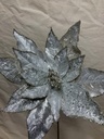 20" GLITTER POINSETTIA PICK PLATINUM