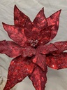 20" GLITTER POINSETTIA PICK RED