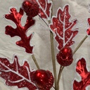29&quot; METALLIC OAK LEAF SPRAY W/ ACORNS RED