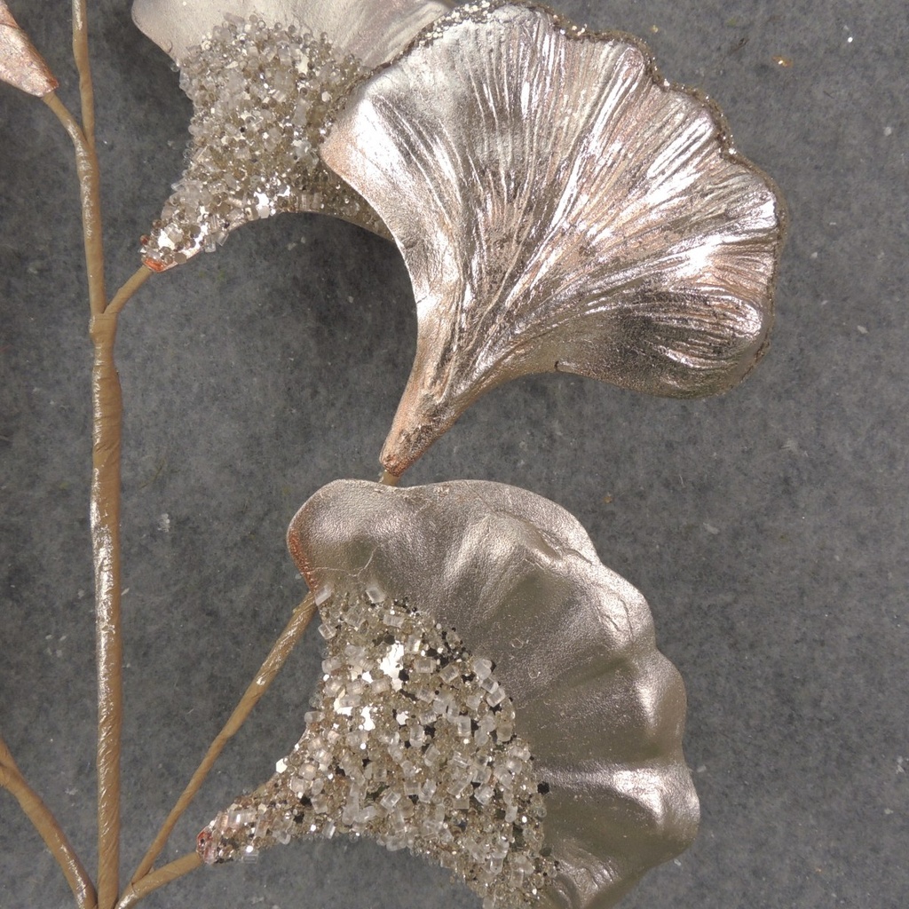 25.5" METALLIC GINKO LEAF SPRAY X7 CHAMPAGNE