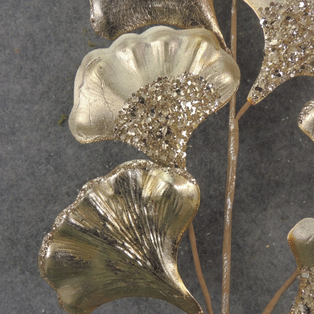 25.5" METALLIC GINKO LEAF SPRAY X7 GOLD