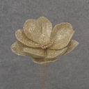 17" GLITTER MAGNOLIA BLOOM PICK GOLD