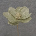 17" GLITTER MAGNOLIA BLOOM PICK LIGHT GREEN