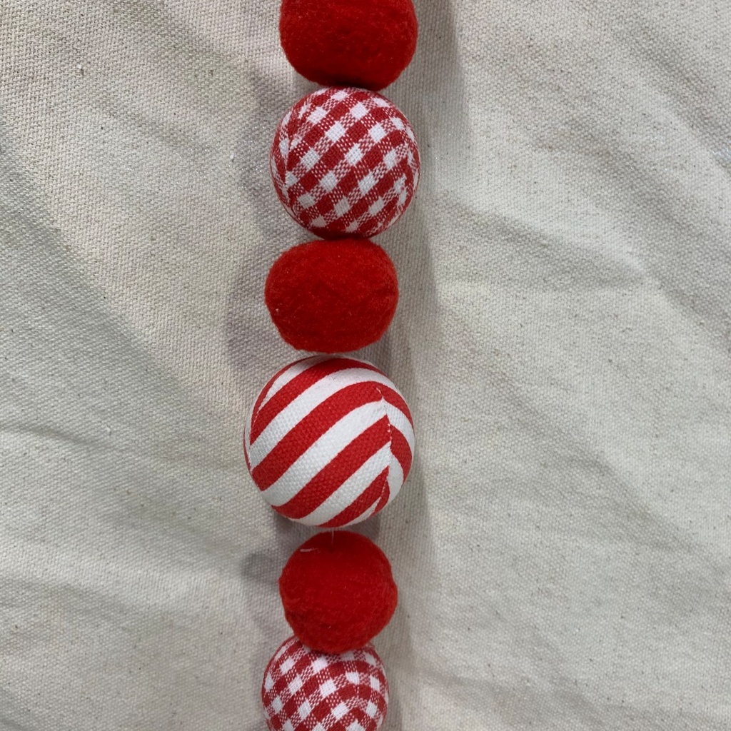 4' BALL STRING GARLAND RED/WHITE