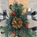 7&quot; PLAID SNOWFLAKE ORNAMENT W/ PINE BLACK/WHITE