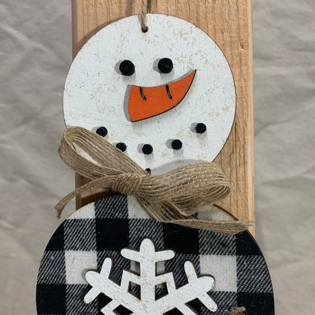 7" SNOWMAN ORNAMENT BLACK/WHITE