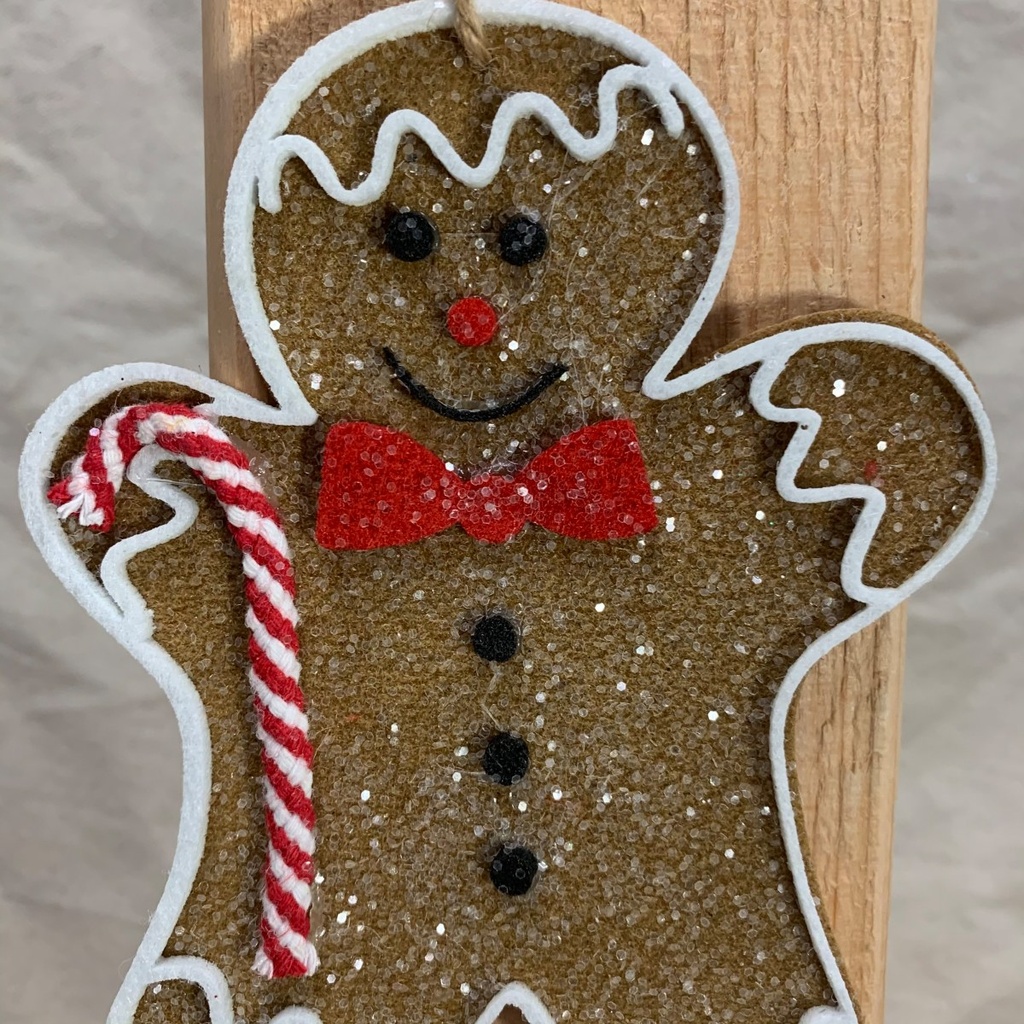 5.5"x4.5" GINGERBREAD MAN ORNAMENT FROSTED