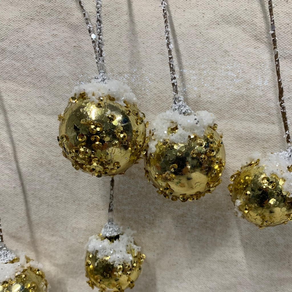 38" HANGING ORNAMENT BALL SPRAY X5 GOLD