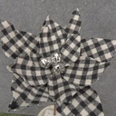 POINSETTIA PICK 14" BLACK/WHITE PLAID (NO GLITTER)